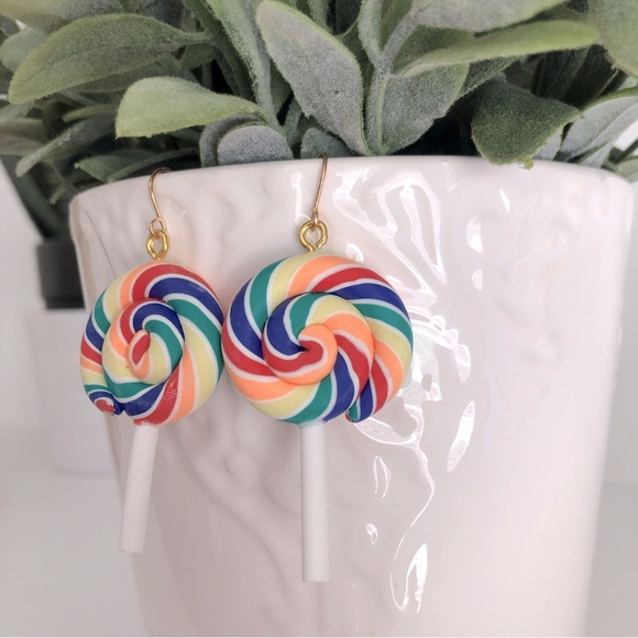 New Lollipop Sucker Candy Dangle Earrings Polymer Clay Party Carnival  Fun Gifts - Picture 2 of 6